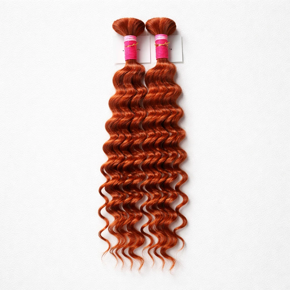 Bulk hair for braiding 20’ - Spiral Curls 100 gr Red 22 inch