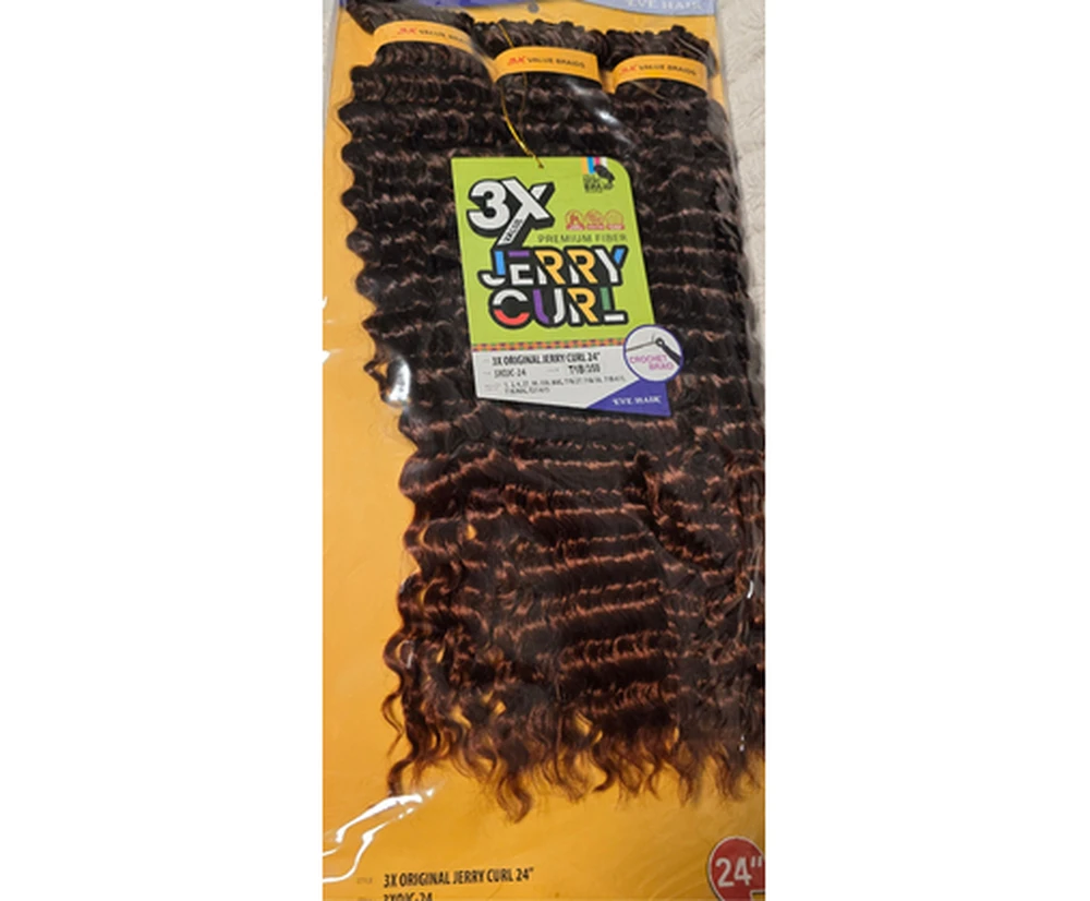 3X Jerry Curl Crochet Braid 24” - T1B/350